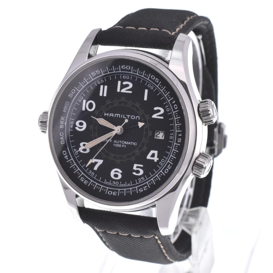 HAMILTON ハミルトン H775050 カーキ UTC GMT 自動巻き メンズ 良品 Q 