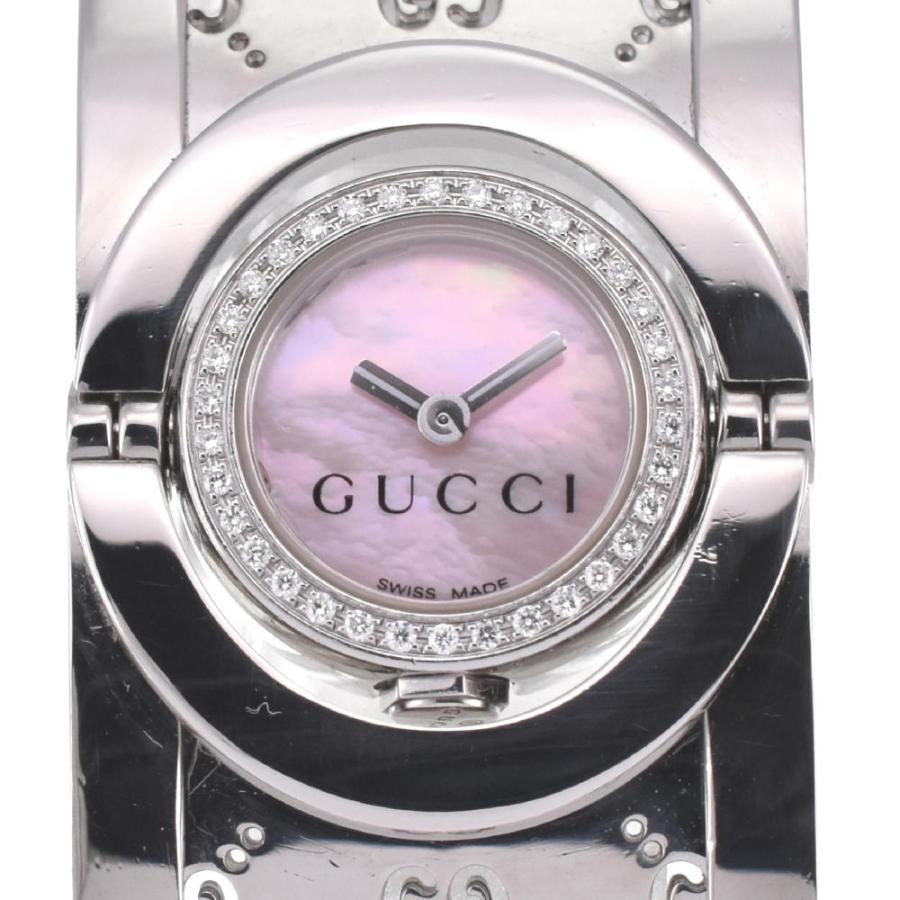 GUCCI トワール バングルウォッチ 腕時計 ピンクシェル文字盤 ダイヤベゼル GUCCI トワール バングルウォッチ 腕時計 ピンクシェル文字盤