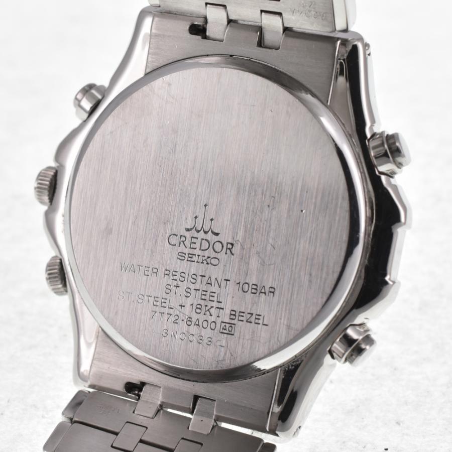 美品 SEIKOセイコー 時計 CREDOR クレドール K18WGベゼル SEIKO（セイコー） SEIKO 7T72-6A00 クレドール クロノグラフ K18YG