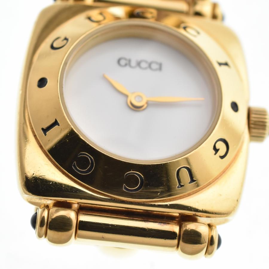 GUCCI 値下 グッチ 6300L ホースビット GP/レザー クォーツ