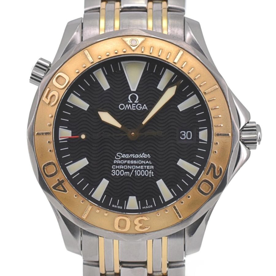 OMEGA オメガ ウォッチ シーマスター300m 時計 2455.50 腕時計_x000D_
 ステンレススチール/K18イエローゴールド K18YG ブラック 自動巻き ブラック文字盤 メンズ【中古】 OMEGA（オメガ） 値下 OMEGA 2455.50 シーマスター 300M SS/YG クロノ