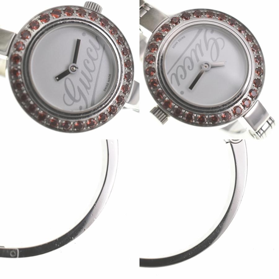【美品】【電池切れ】GUCCI ガーネット　レディース腕時計105 GUCCI グッチ 105 ガーネットベゼル バングル クォーツ