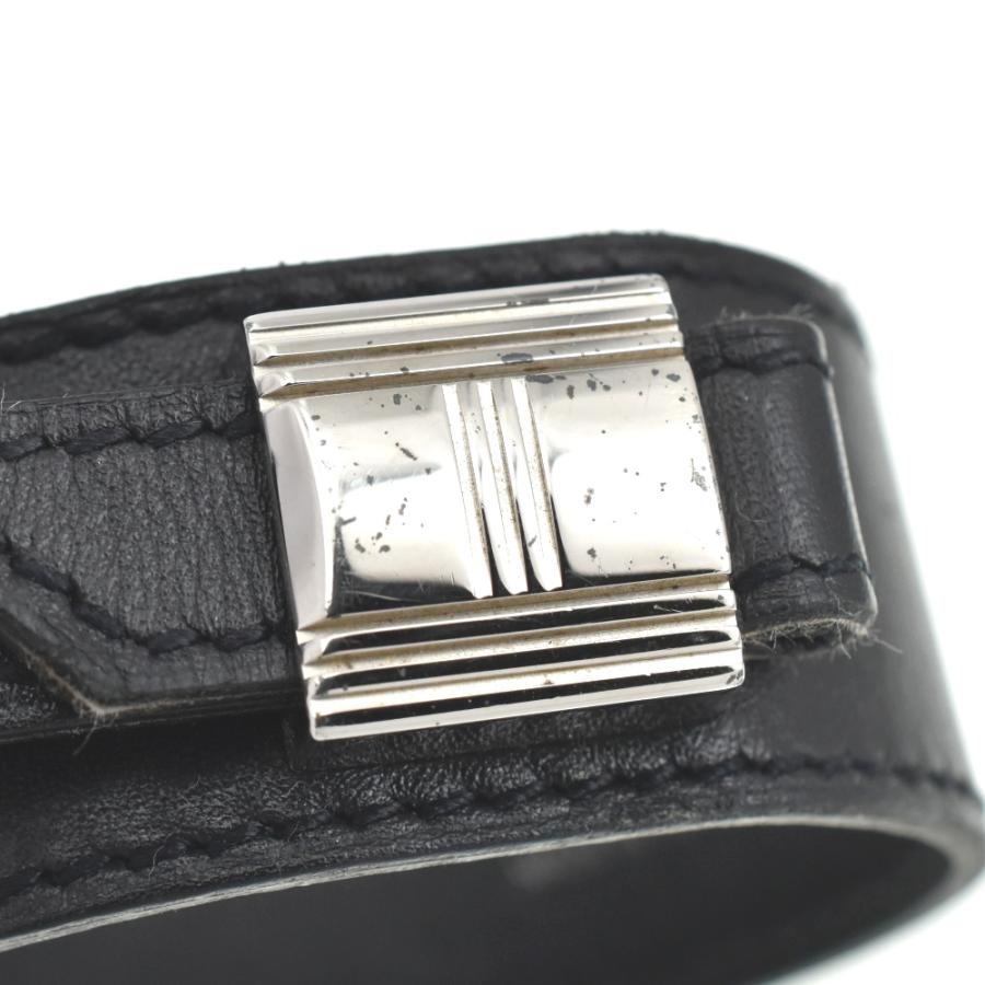 HERMES（エルメス） アルテミス ブレスレット レザー メタル ブラック