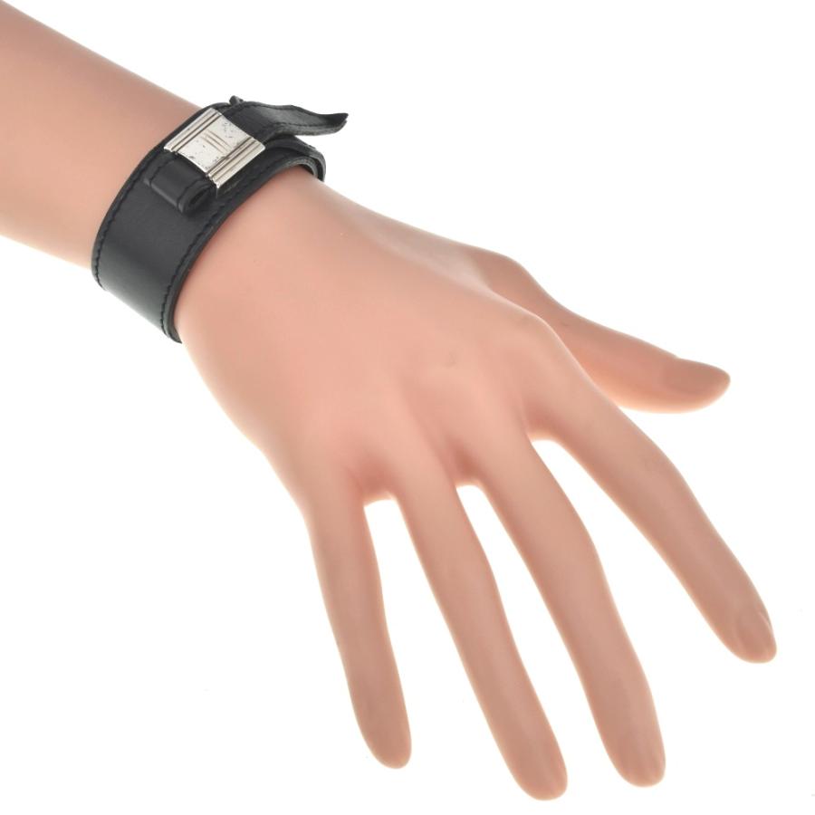 【美品】エルメス アルテミス レザー ブレスレット ブラック ゴールド金具 HERMES（エルメス） アルテミス ブレスレット レザー メタル ブラック