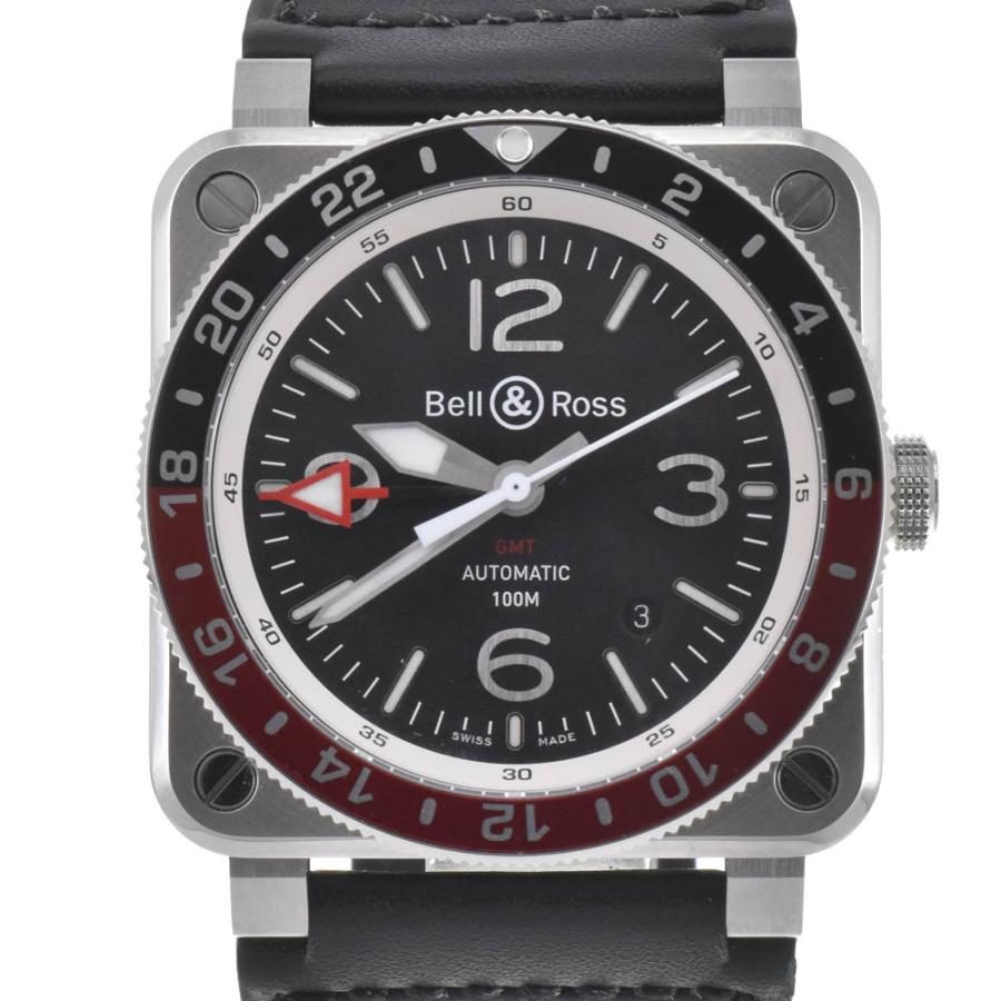 ベル＆ロス Bell＆Ross BR0393-BL-ST/SCA BR03 GMT BLACK SS/ラバー 自動巻き メンズ 美品 箱・保証書付き J#142682 | ベル&ロス
