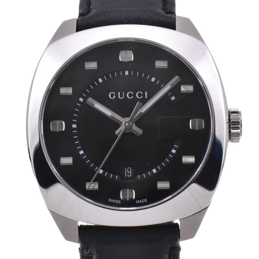 GUCCI（グッチ） 値下 GUCCI 142.3 デイト SS/レザー クォーツ メンズ