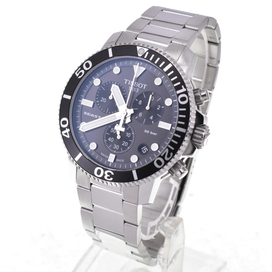 値下 ティソ TISSOT T120417A シースター クロノグラフ クォーツ メンズ 美品 箱・保証書付き I#144881の画像