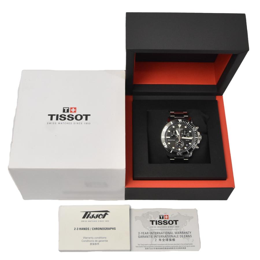 値下 ティソ TISSOT T120417A シースター クロノグラフ クォーツ メンズ 美品 箱・保証書付き I#144881の画像