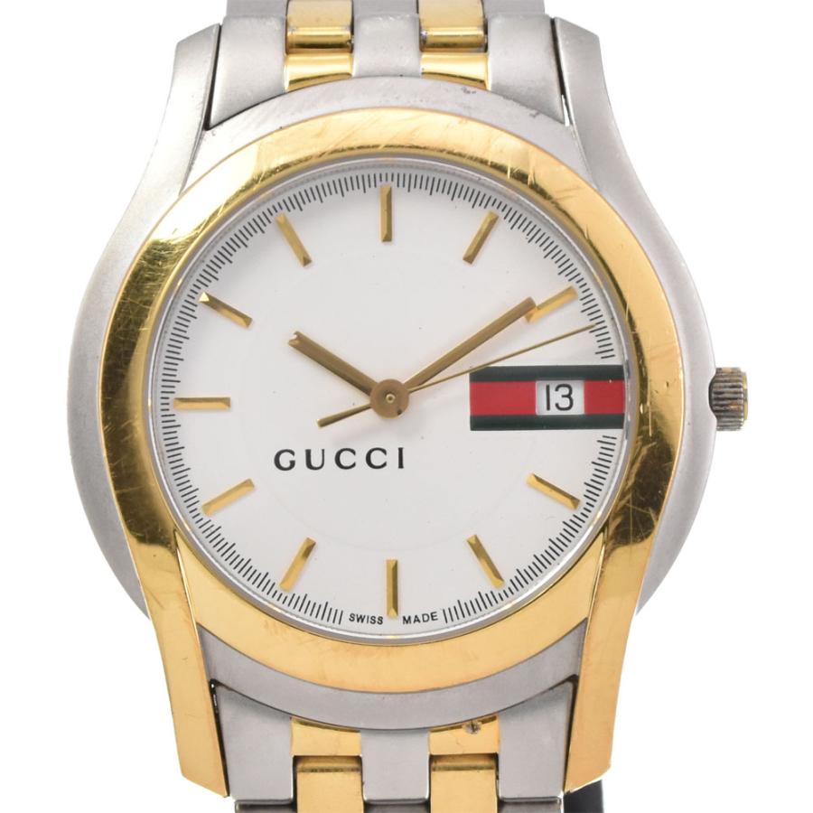 GUCCI（グッチ） GUCCI 5500M デイト SS/GP クォーツ メンズ N#145555
