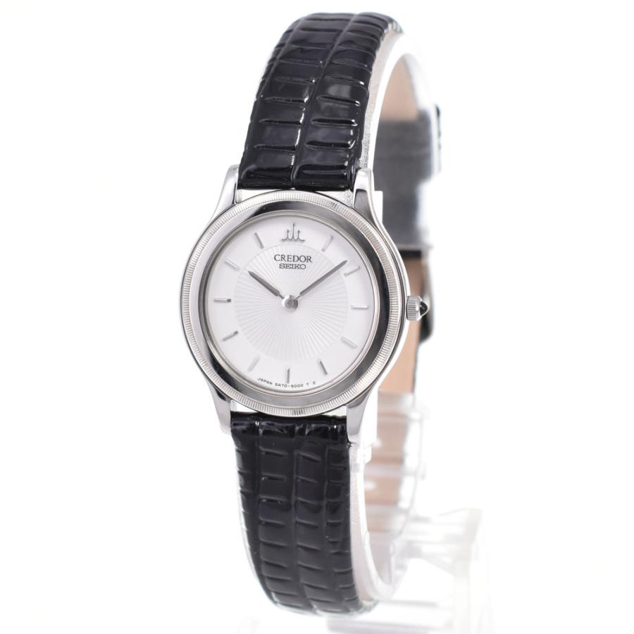 セイコー SEIKO 5A74-2010 クレドール デイト　K18WGベゼル クォーツ レディース 美品 B#146834の画像