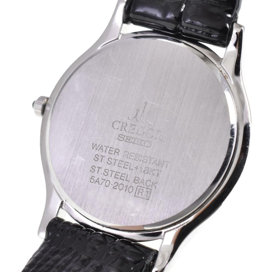 セイコー SEIKO 5A74-2010 クレドール デイト　K18WGベゼル クォーツ レディース 美品 B#146834の画像