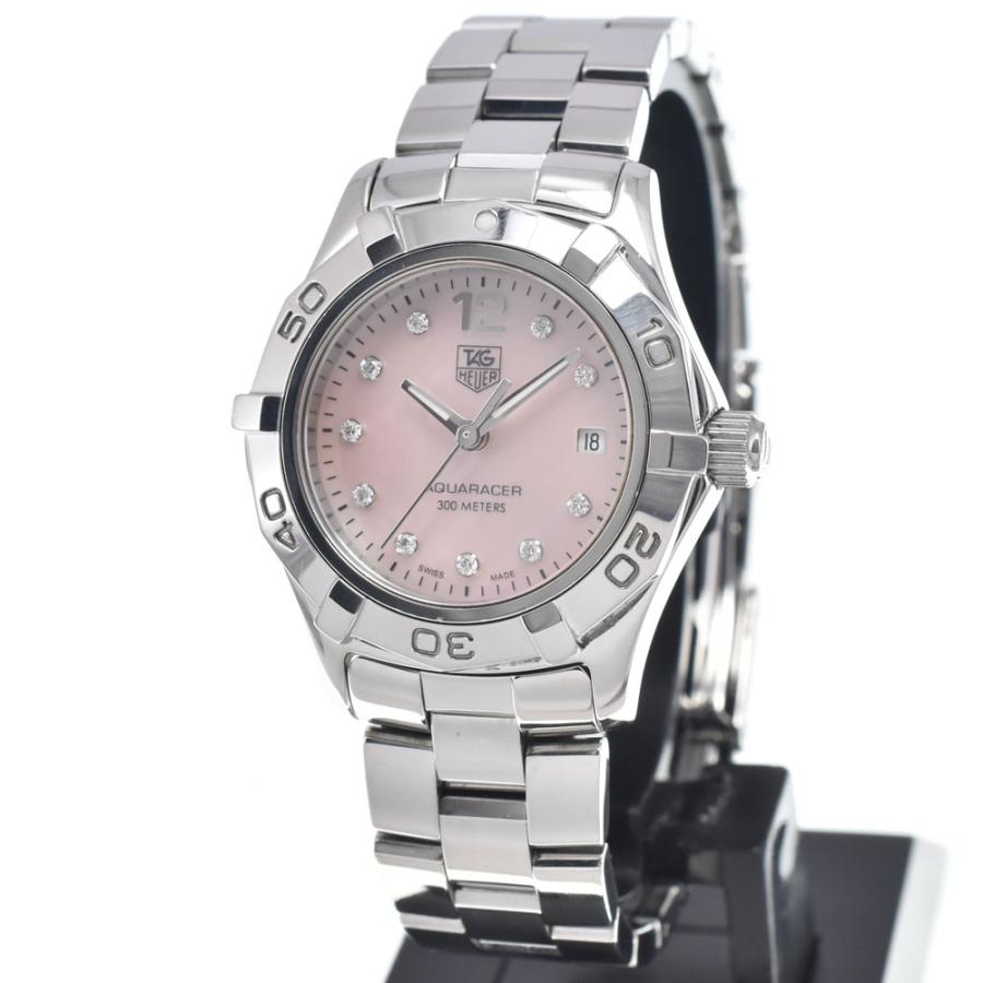 タグホイヤー TAG HEUER WAF141A アクアレーサー 10P ダイヤモンド ピンクシェル クォーツ レディース 良品 腕時計 I#147425の画像