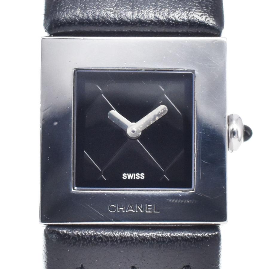 361 稼働　CHANEL 時計　マトラッセ レディース ブラック　スクエア CHANEL（シャネル） CHANEL H0116 マトラッセ ブラック クォーツ