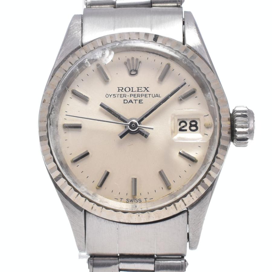 ロレックス ROLEX 6517 ヴィンテージ オイスターパーペチュアル デイト WGベゼル Cal.1161 シルバー 自動巻き レディース 良品 腕時計 N#148564 | ROLEX