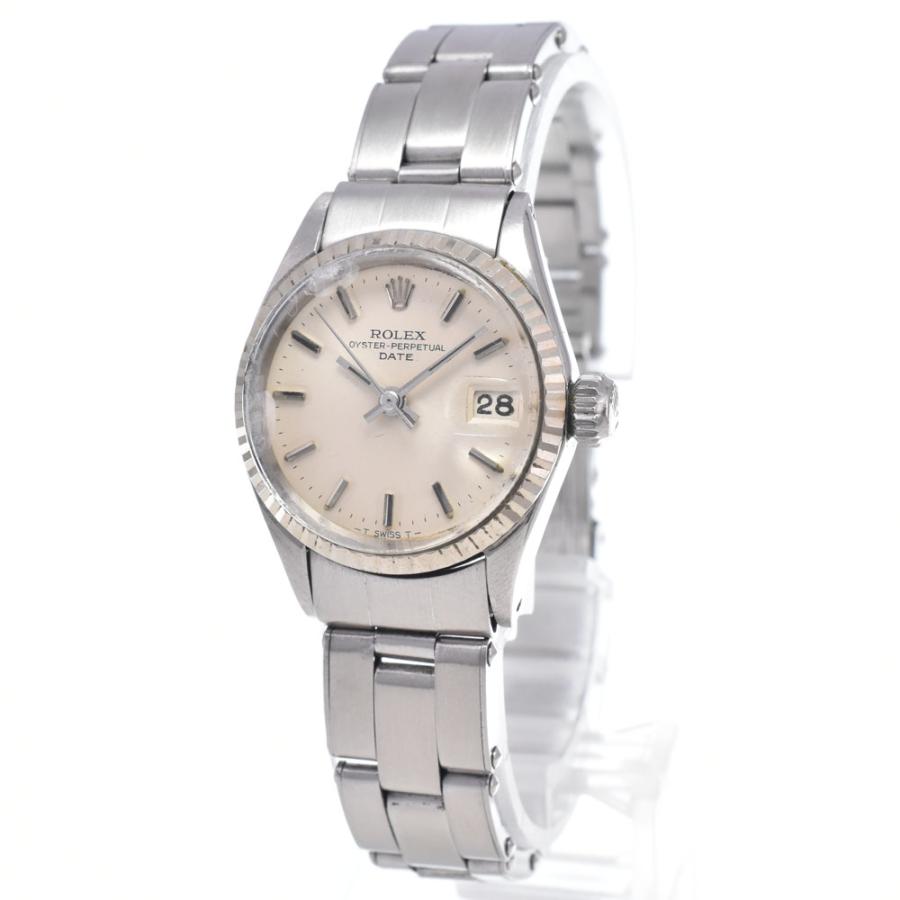 ロレックス ROLEX 6517 ヴィンテージ オイスターパーペチュアル デイト WGベゼル Cal.1161 シルバー 自動巻き レディース 良品 腕時計 N#148564 | ROLEX | 01