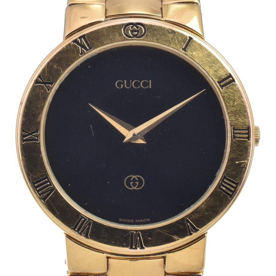 GUCCI（グッチ） GUCCI 3300M GP ブラック クォーツ メンズ 良品