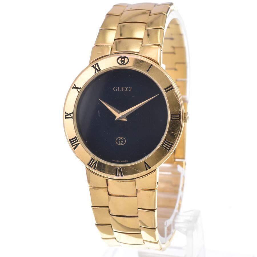 GUCCI（グッチ） GUCCI 3300M GP ブラック クォーツ メンズ 良品