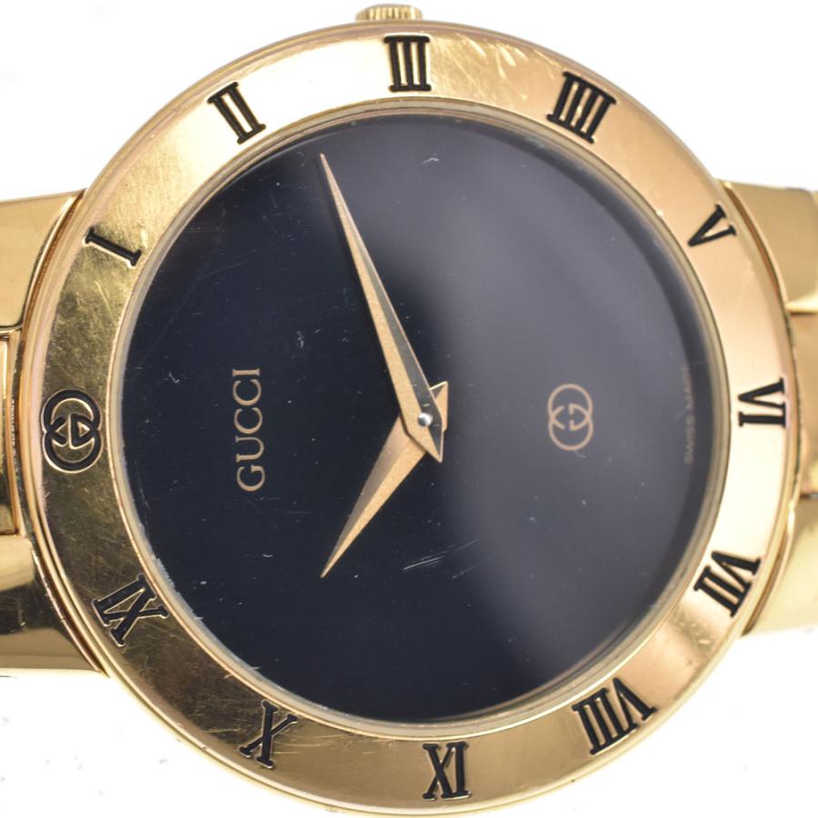 GUCCI（グッチ） GUCCI 3300M GP ブラック クォーツ メンズ 良品