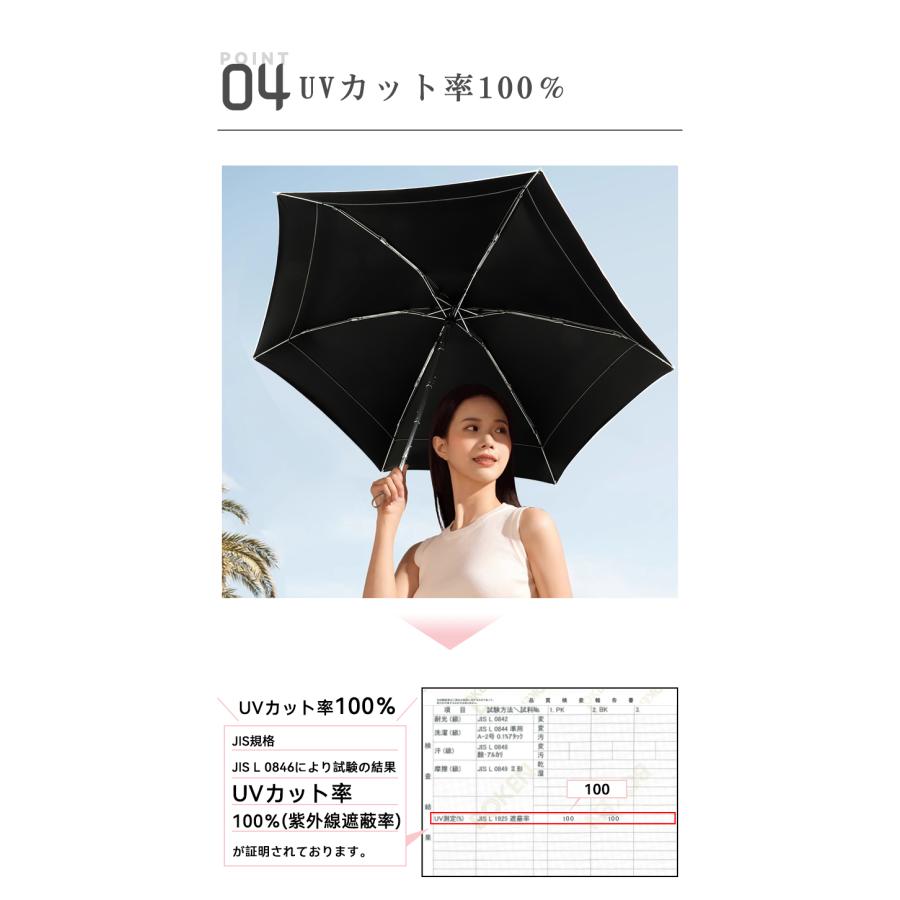 日傘 折りたたみ 軽量 完全遮光100％ UVカット率100％ 1級遮光