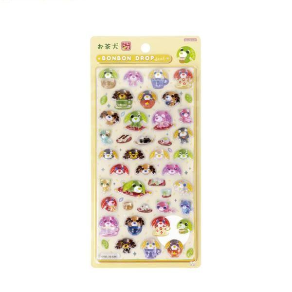 ボンボンドロップシール お茶犬 『みんな・たべもの』 サンスター文具