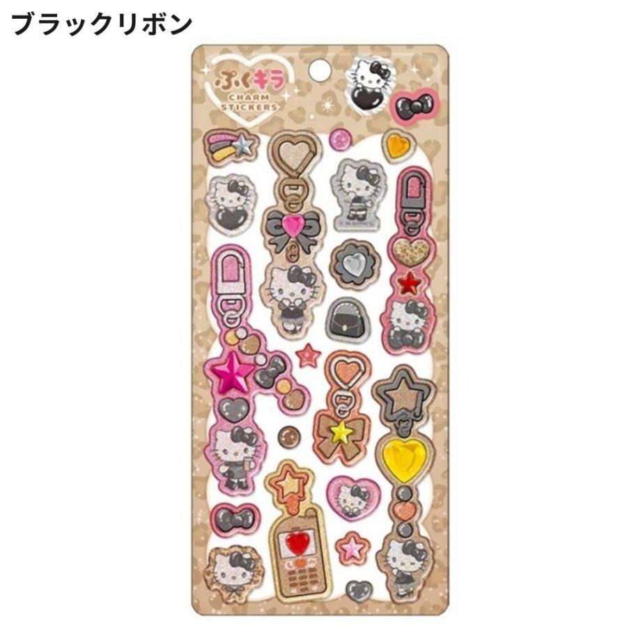 サンリオ ぷくキラチャームステッカー ブラックリボン ステッカー シール ミニ　キティ | sanrio