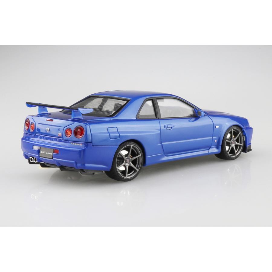 ニッサン BNR34 スカイライン GT-R V・specII '00 ベイサイドブルー 1/24 プリペイントモデル No.03-A 塗装済み プラモデル｜aoshima-bk｜03