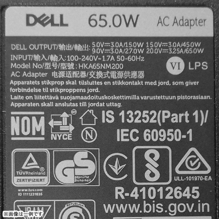 中古 [純正] DELL デル ACアダプター 65W 1.7A タイプC端子 HKA65NM200 HK65NM200 HA65NM190 等 ノートパソコン用 USB Type-C タイプC 対応 [動作確認済] | DELL | 01