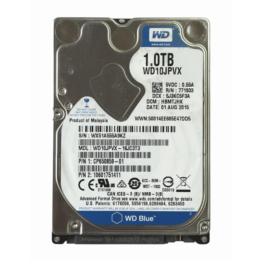【中古】WESTERN DIGITAL 2.5インチ内蔵HDD 1TB SATA6.0Gb/s 5400rpm 8MB 9.5mm厚 WD10JPVX WD Blue 中古 Western Digital WD10JPVX 2.5インチHDD(9.5mm) 1TB