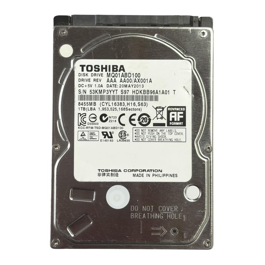 TOSHIBA（東芝） 中古 TOSHIBA MQ01ABD100 2.5インチHDD(9.5mm) 1TB 