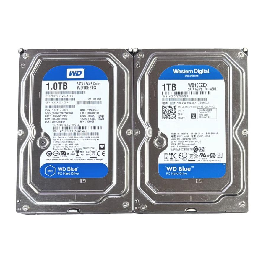 WD Blue 中古 Western Digital WD10EZEX 2個セット 3.5インチHDD 1TB