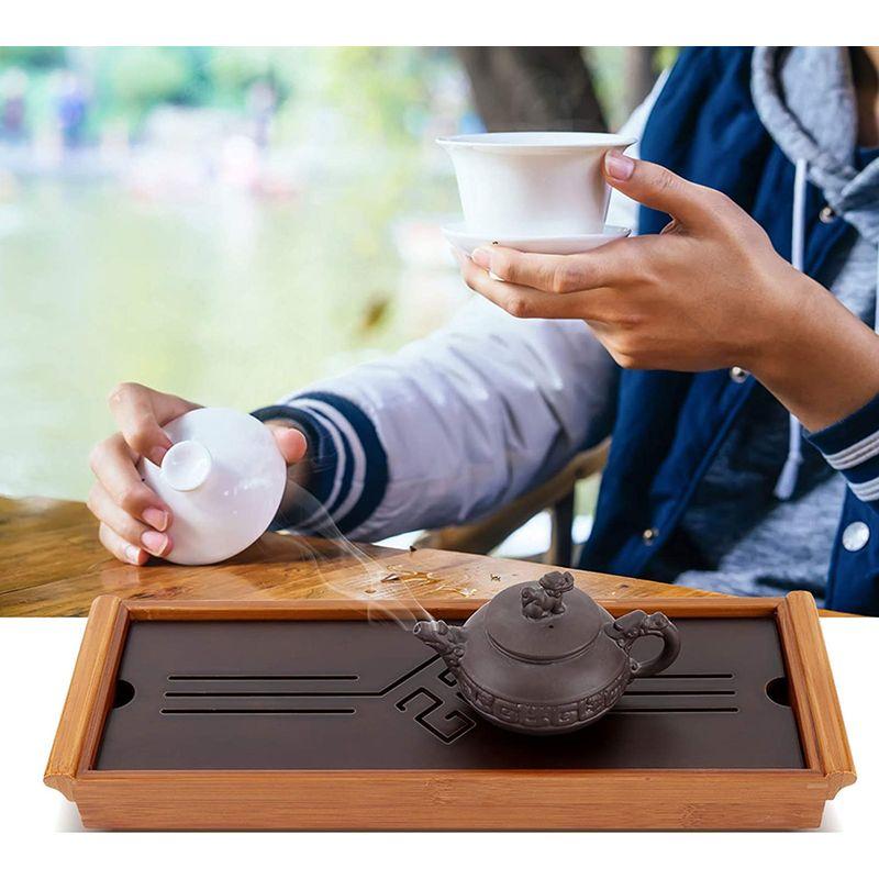 国内発送茶道 貯水式茶盤 木製 オフィス 来客用 福 贈り物 茶用品 工芸 中国式茶トレイ 收藏用 コーヒー、ティー用品