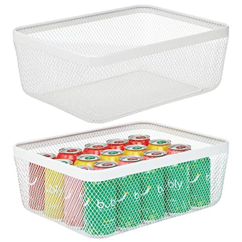 mDesign ファームハウス インテリア メタルワイヤー フードオーガナイザー ストレージビン バスケット キッチンキャビネット パントリ