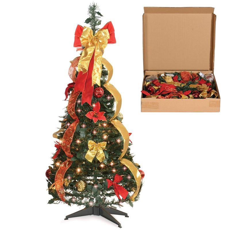 クリスマスツリー装飾 4フィート プルアップ ポップアップ式 箱から出してすぐに組み立て可能 休日のデコレーション スタンド付きウォームライ