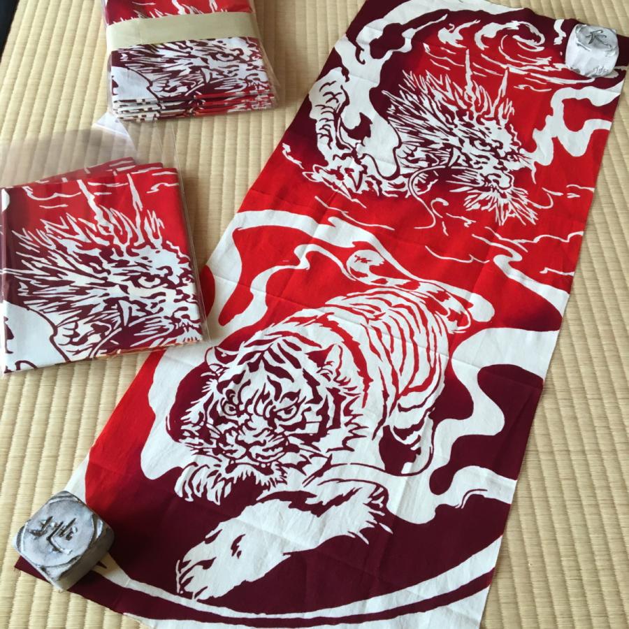 手ぬぐい 龍虎 Tiger Dragon Gocha 渋めの赤 オリジナル 龍 虎 粋 どうぶつ Gocha Tigerdragon Aka Gocha青山茶舗 通販 Yahoo ショッピング