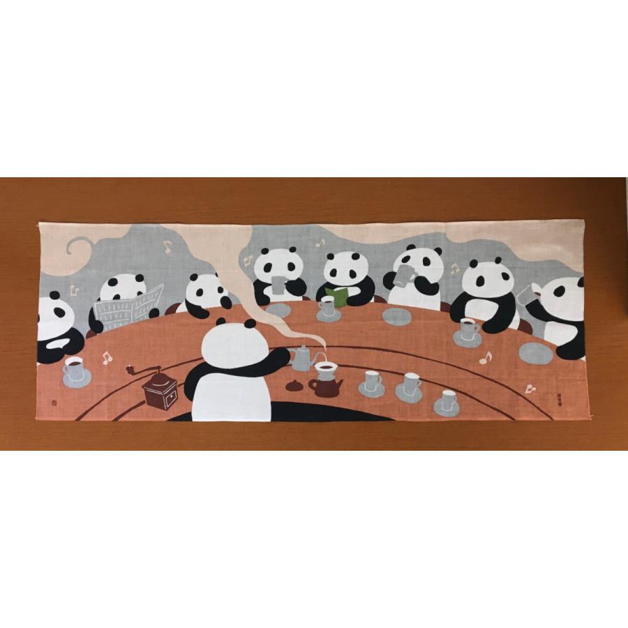 絵手ぬぐい「パンダカフェ/濱文様」（パンダ/カフェ・珈琲・コーヒー