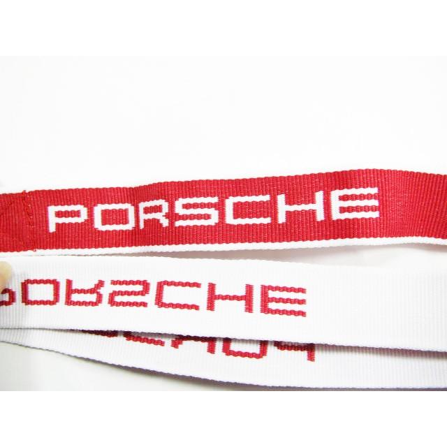 純正 PORSCHE ポルシェ キー ストラップ レッド/ホワイト : AOYAMA