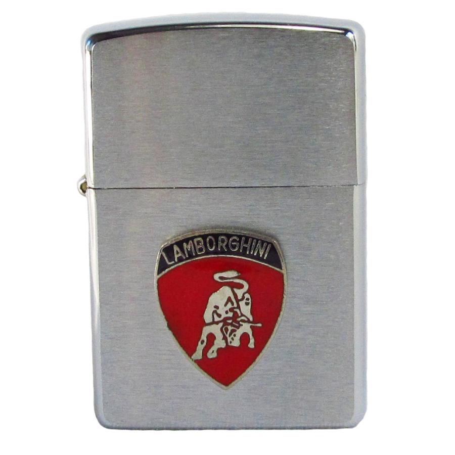 Zippoオイルライター(USA製) LAMBORGHINI(赤）ロゴ（シルバーベース