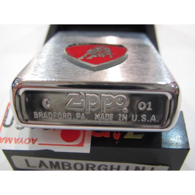 Zippoオイルライター(USA製) LAMBORGHINI(赤）ロゴ（シルバーベース