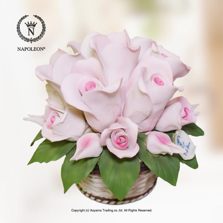 ナポレオン インテリア 置物 陶花 バラのバスケット イタリア