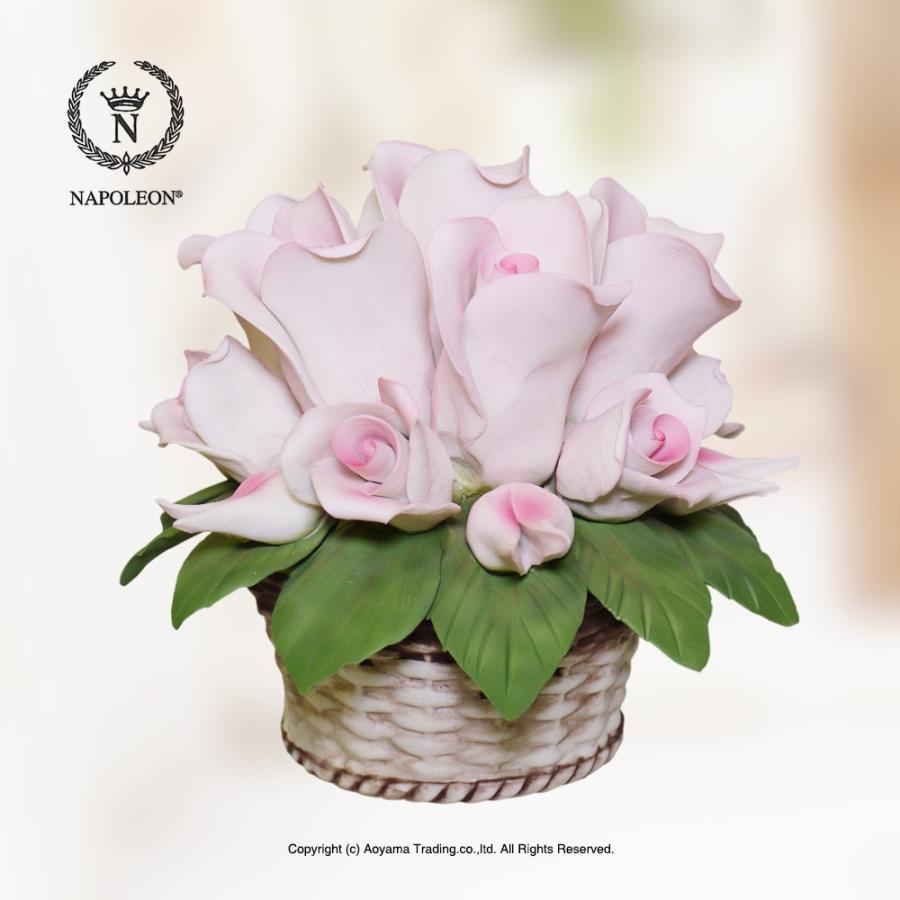 ナポレオン インテリア 置物 陶花 バラのバスケット イタリア
