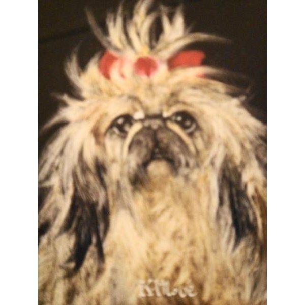 絵画　井上護画伯作品　サムホール額付き、箱無し！ 井上覚造 「リボンの犬」油彩サムホール : ピクチャーショップ - 通販
