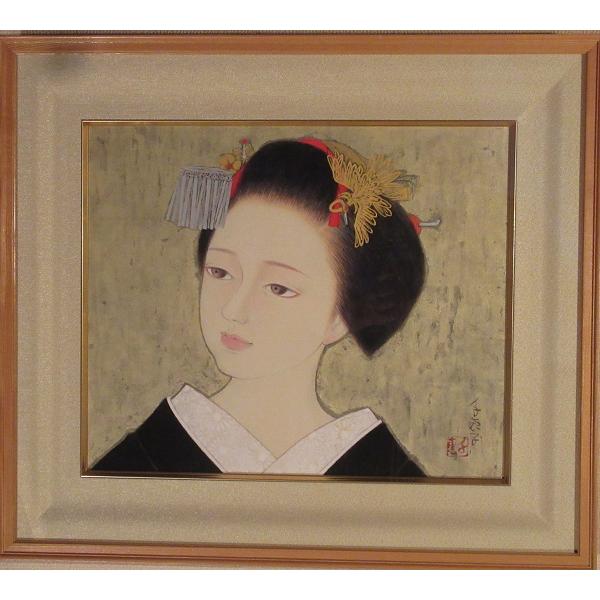 即決 皆川千恵子「先簪」日本画8号 楽器、手芸、コレクション-美術、工芸品