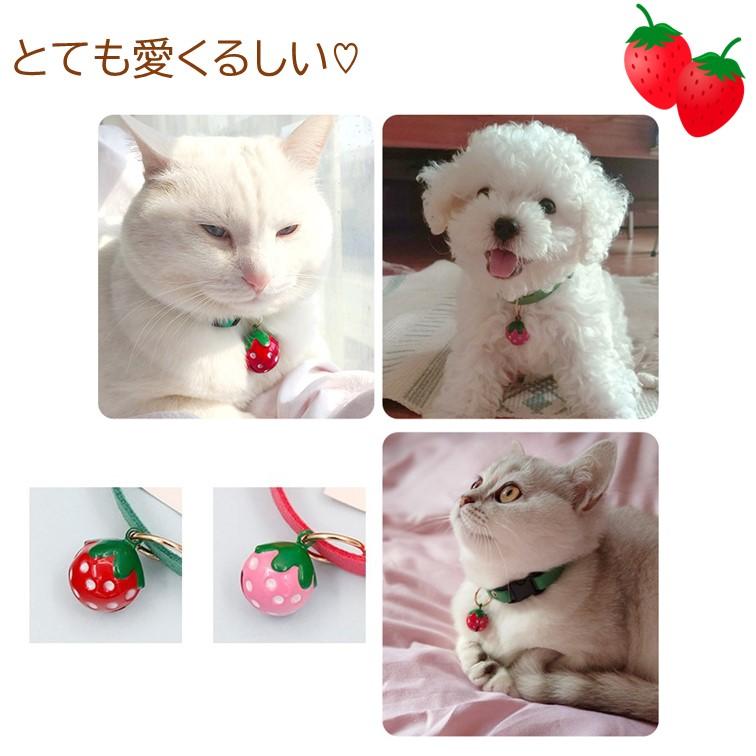 いちご柄(青ボーダー)わんちゃん猫ちゃん用首輪 首輪 いちご A269 鈴