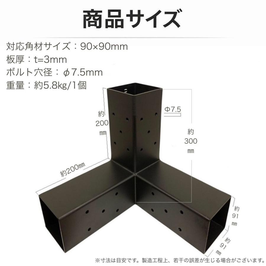 新型改良版 高強度モデル Hタイプ A351 ブラケットキット 12個セット ガゼホ パーゴラ 90x90 スチールブラケット 高耐久 直角コーナー ガレージ 倉庫 物置 南国の画像