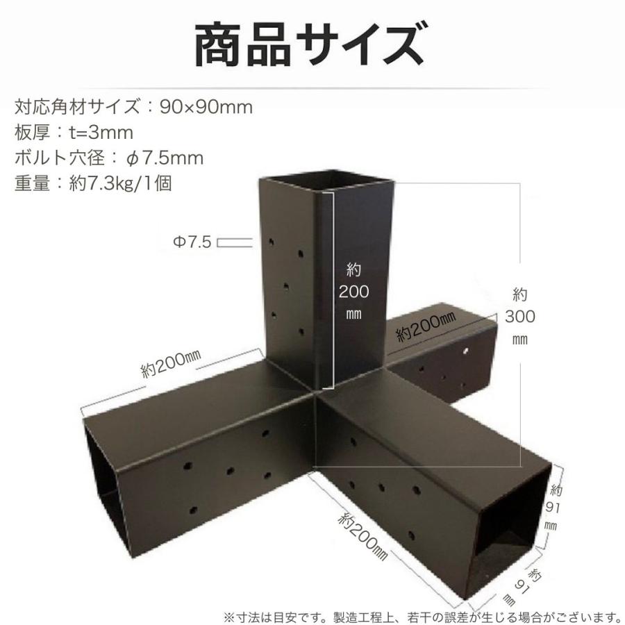 新型改良版 高強度モデル Hタイプ A351 ブラケットキット 12個セット ガゼホ パーゴラ 90x90 スチールブラケット 高耐久 直角コーナー ガレージ 倉庫 物置 南国の画像