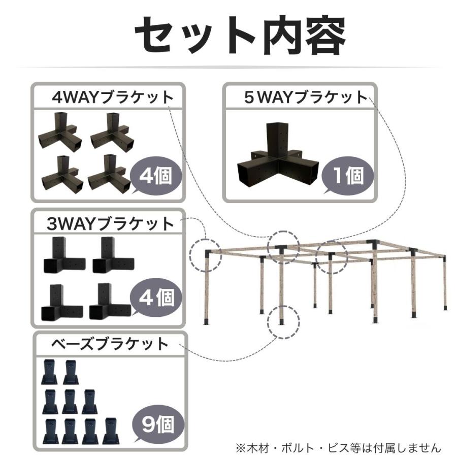 新型改良版 高強度モデル Kタイプ A353 ブラケットキット 18個セット ガゼホ パーゴラ 90x90 スチールブラケット 高耐久 直角コーナー ガレージ 倉庫 物置 南国の画像
