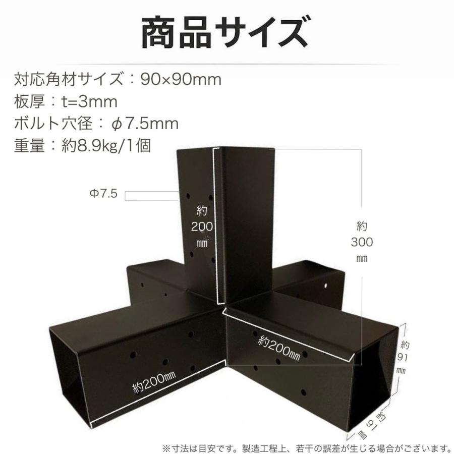 新型改良版 高強度モデル Kタイプ A353 ブラケットキット 18個セット ガゼホ パーゴラ 90x90 スチールブラケット 高耐久 直角コーナー ガレージ 倉庫 物置 南国の画像