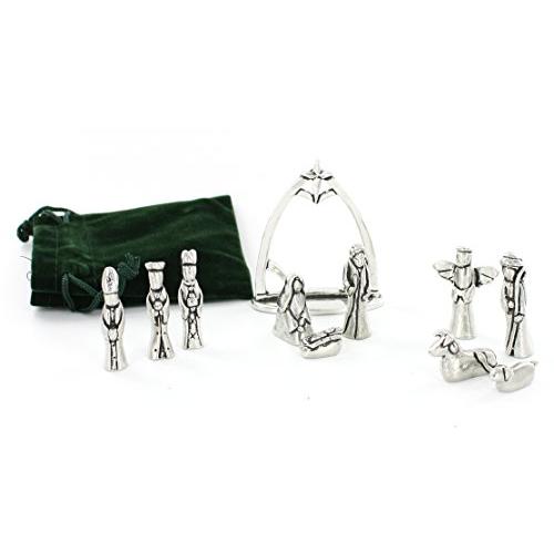 Nativity Set with Chreche Mini Pewter Figurine 11 Pc Set with Velvet 並行輸入｜aozoraichiba1968｜02