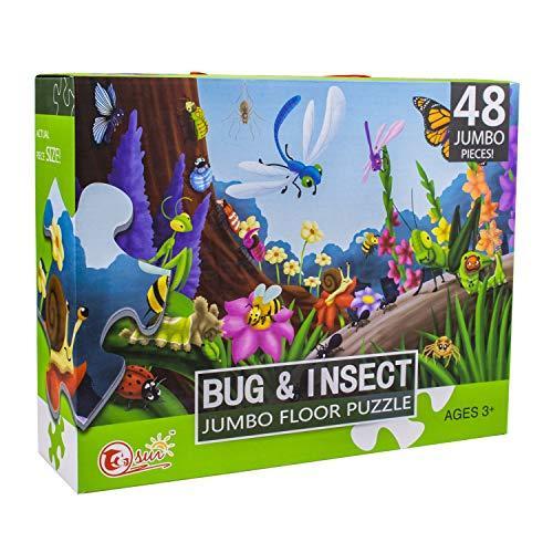 Suwimut 48 Piece Giant Floor Puzzle Bugs and Insects Large Toy Puzzles for 子ども用パズル