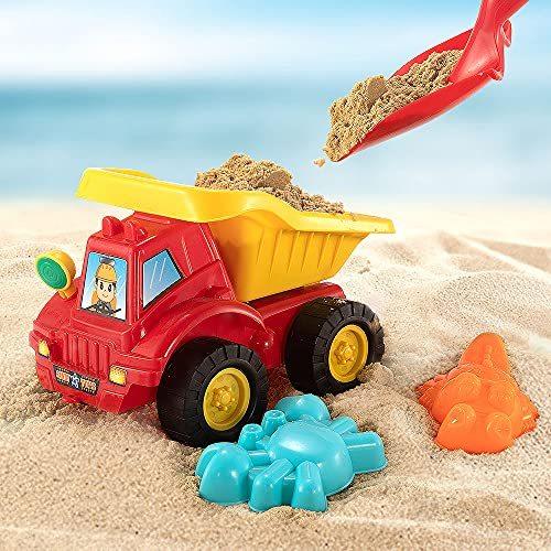 TEMI Beach Sand Toys Set with Water Wheel Dump Truck Bucket Shovels Rakes W｜aozoraryohin｜02